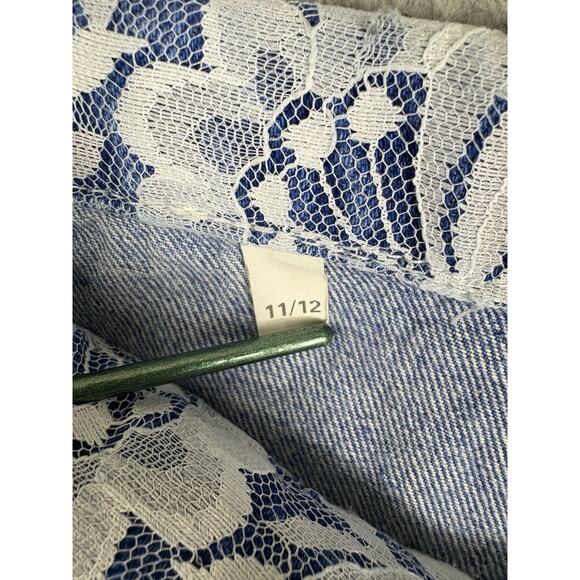 Vtg Traffic Jeans Women’s 11/12 26x28 Blue Lace Trim Fold Over Waist Cuffed - Picture 3 of 10